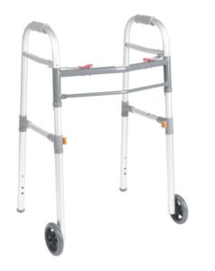 Universal Adult/Junior Folding Walker, Two Button with 5" Wheels