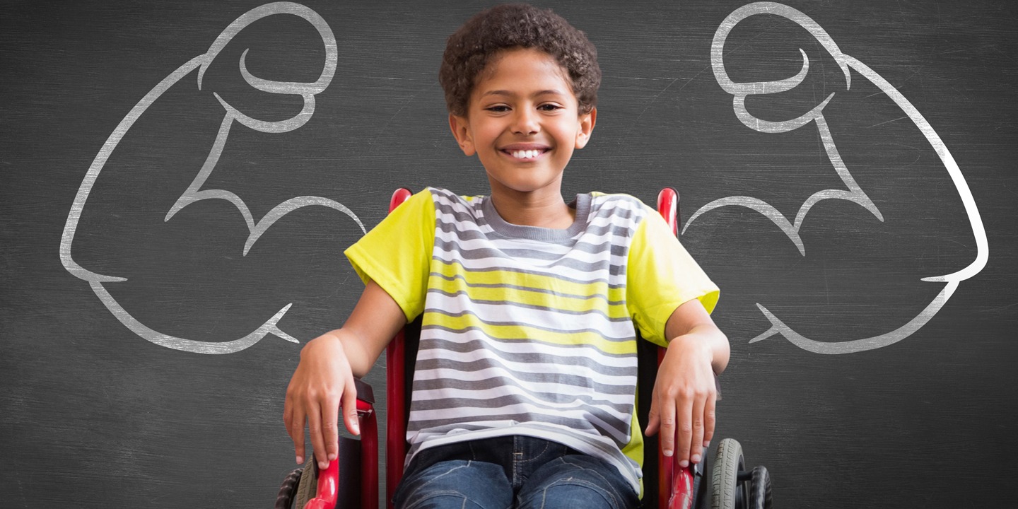 Young boy on a wheelchair